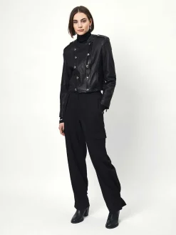 DANTE6 D6Ames Cropped Leather Jacket Discount