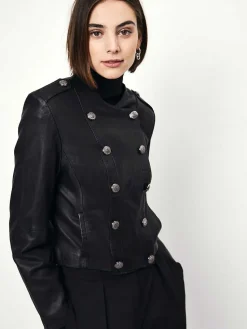 DANTE6 D6Ames Cropped Leather Jacket Discount