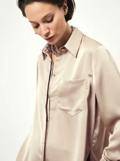 DANTE6 D6Louda Satin Long Shirt Hot