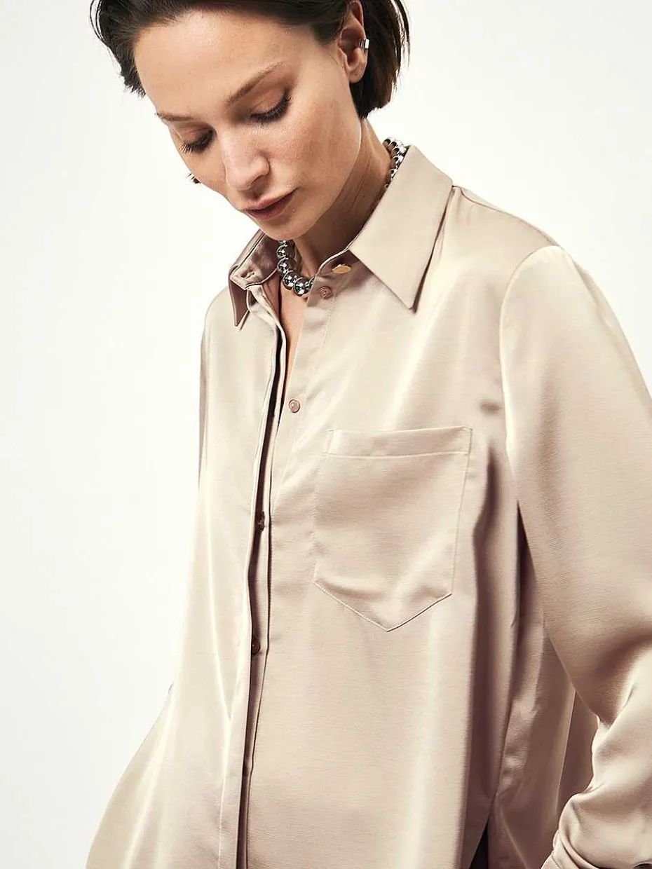 DANTE6 D6Louda Satin Long Shirt Hot