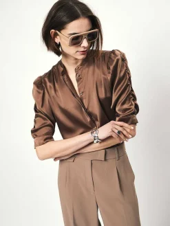 DANTE6 D6Pernaud Silk Smocked Blouse New
