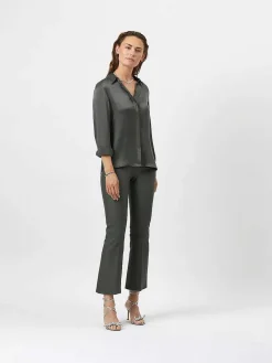DANTE6 Tyson Crop Flare Leren Broek Grijs Best Sale